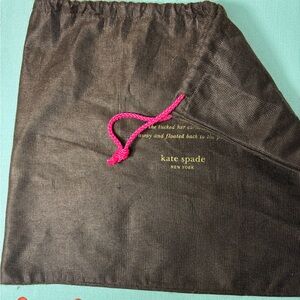 Kate Spade Brown Dust Bag Large 17x19 Logo Gold‎ Quote Pink Drawstring Storage